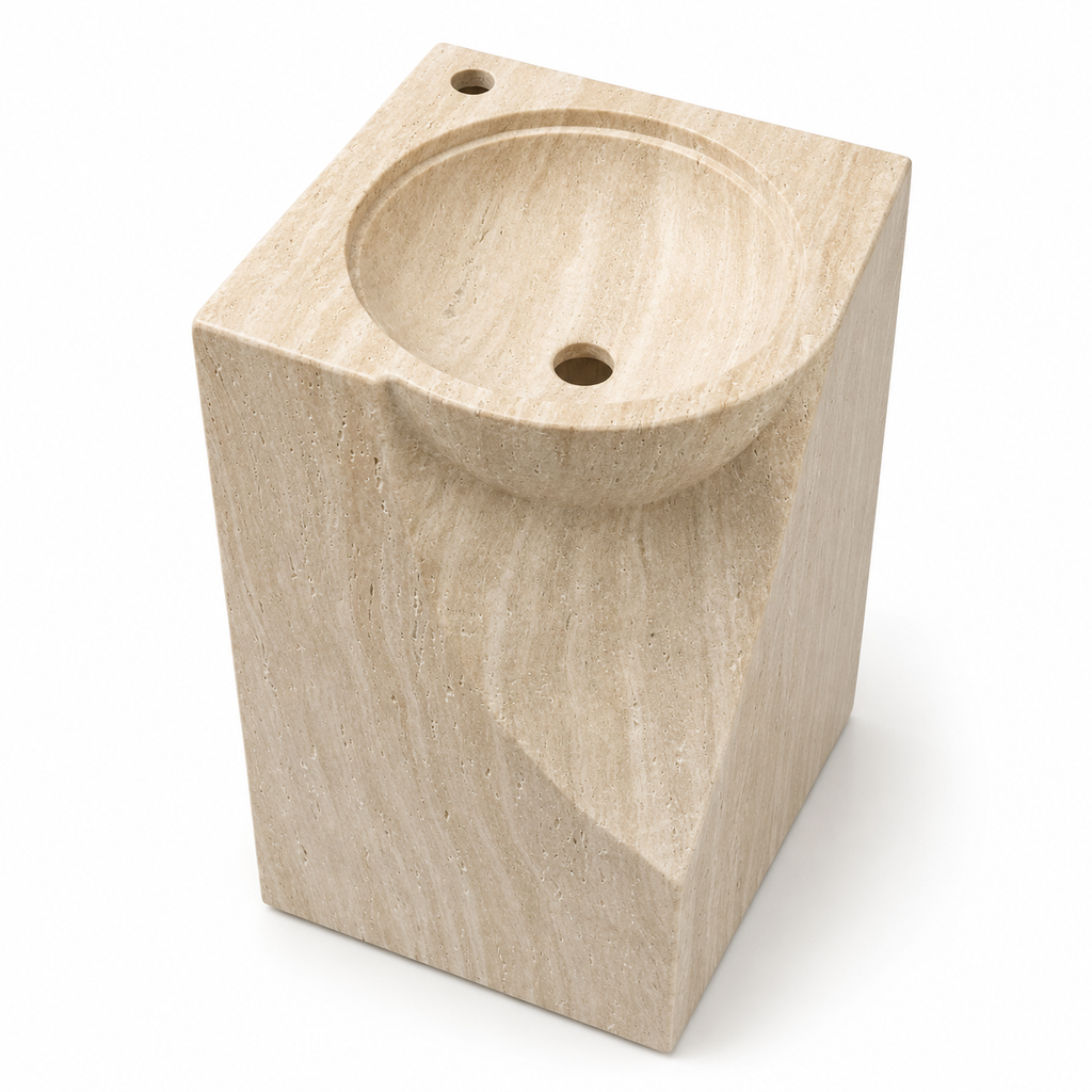 Wabi Travertine Pedestal Basin – Terra Edition