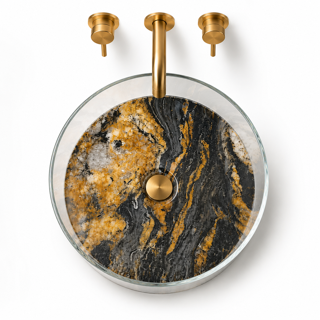 Imperia Marble Fusion Glass Vessel Basin