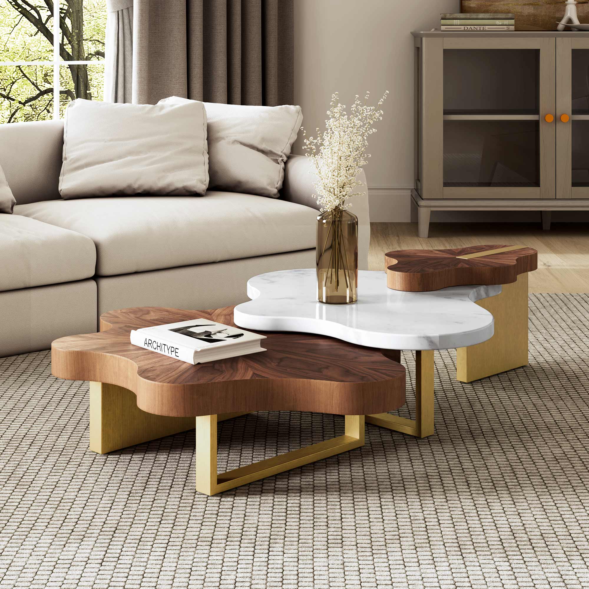 Cloud Shape Petal Form Coffee Table Set