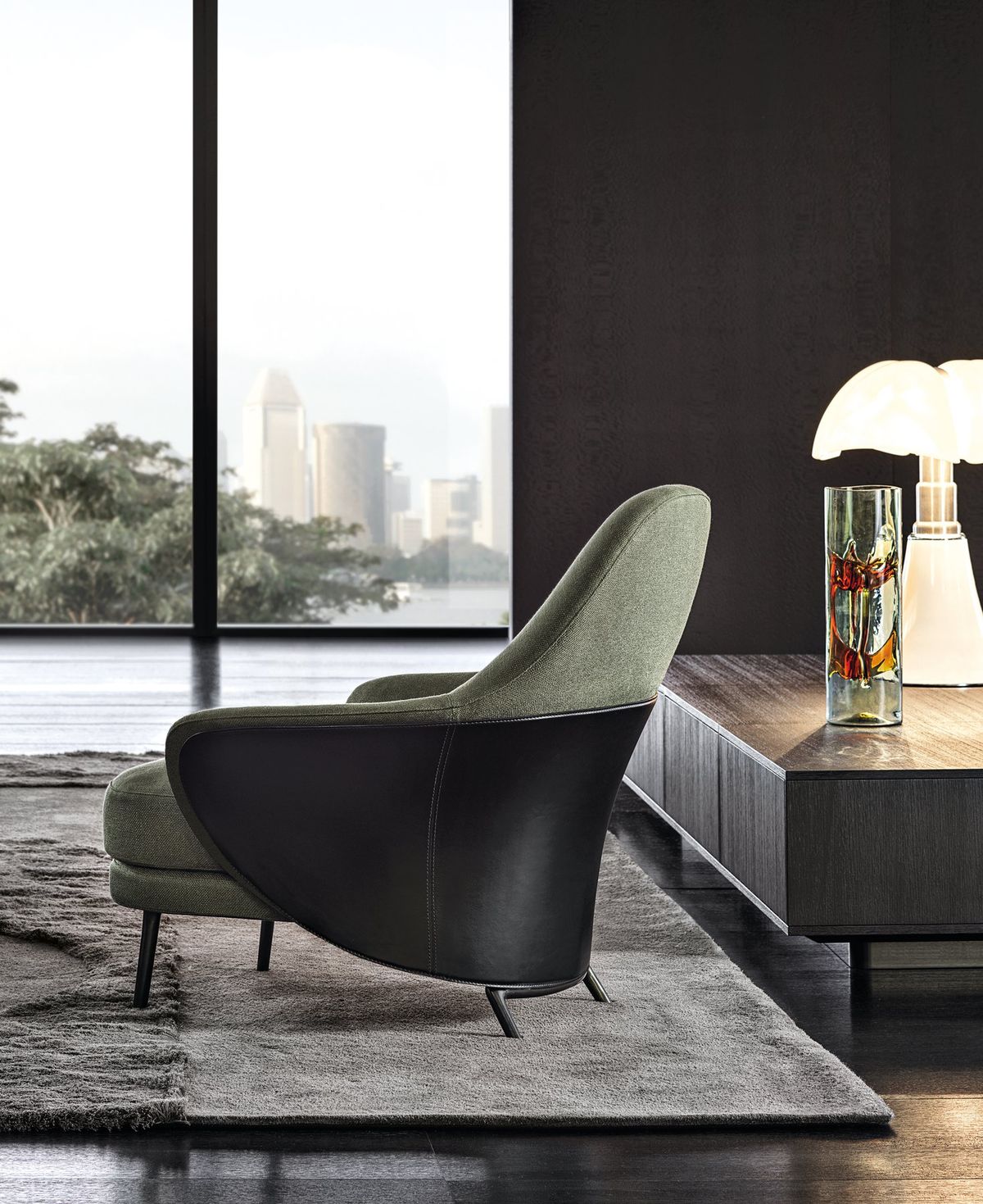 Modern Leather & Fabric Armchair