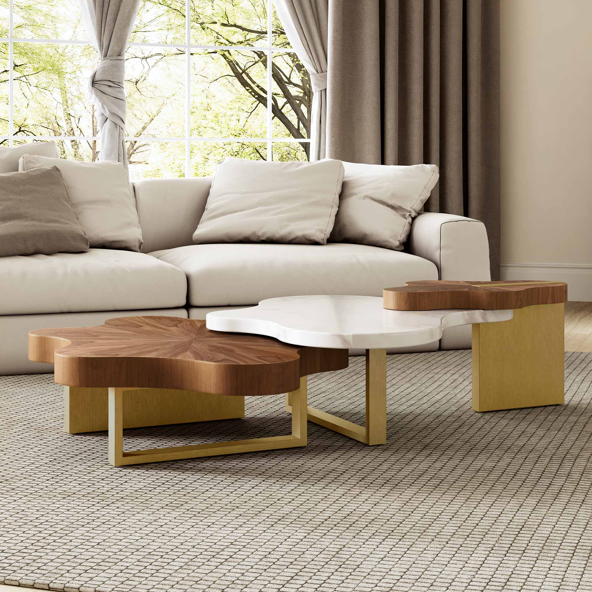 Cloud Shape Petal Form Coffee Table Set