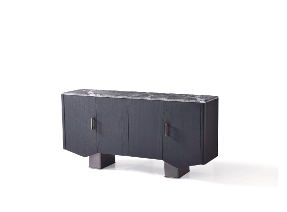 Modern Black Sideboard with Marble Top