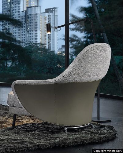 Modern Leather & Fabric Armchair