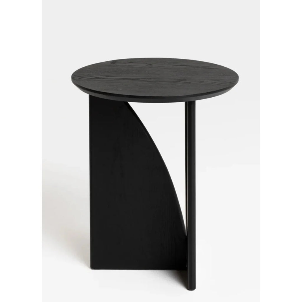 Black side table on a white background