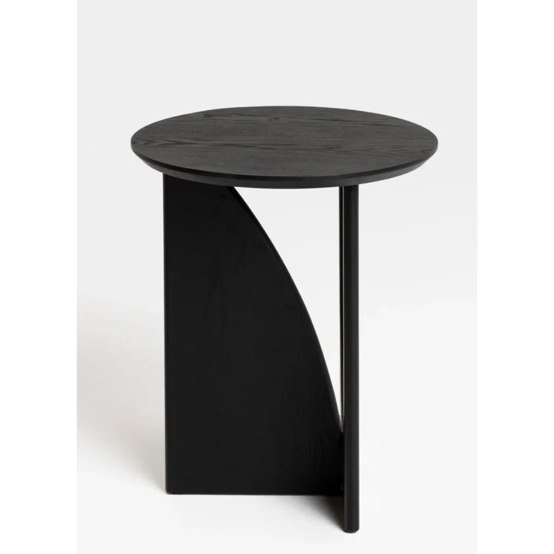 Black side table on a white background