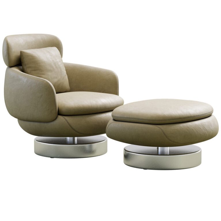 Swivel Fabric Lounge Chair with Ottoman