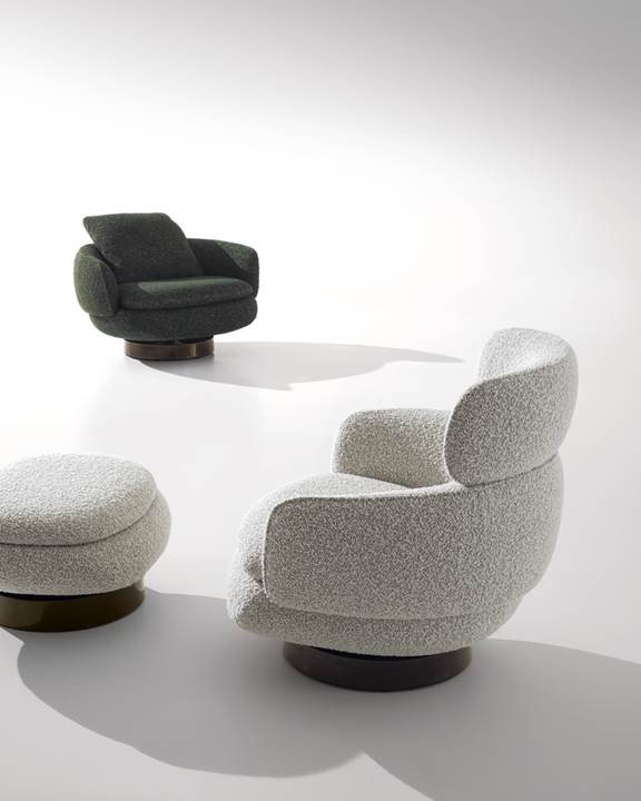 Swivel Fabric Lounge Chair with Ottoman