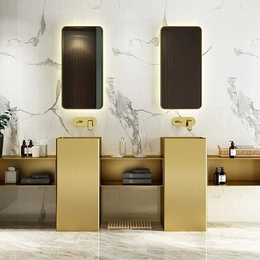 Square Gold Steel Basin – Prestige