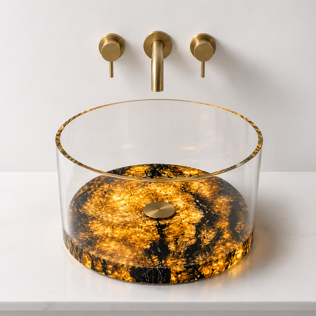 Aurora Marble Fusion Glass Vessel Basin