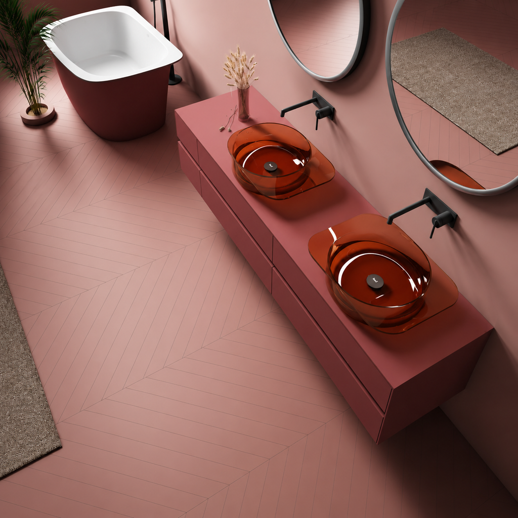 Rosso Fenix Double Vanity Set