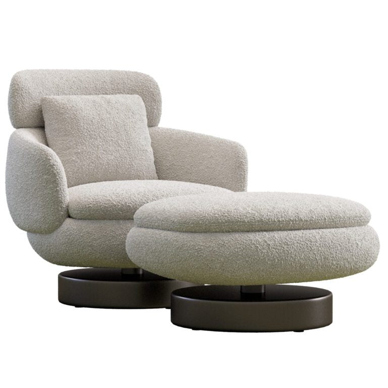 Swivel Fabric Lounge Chair with Ottoman