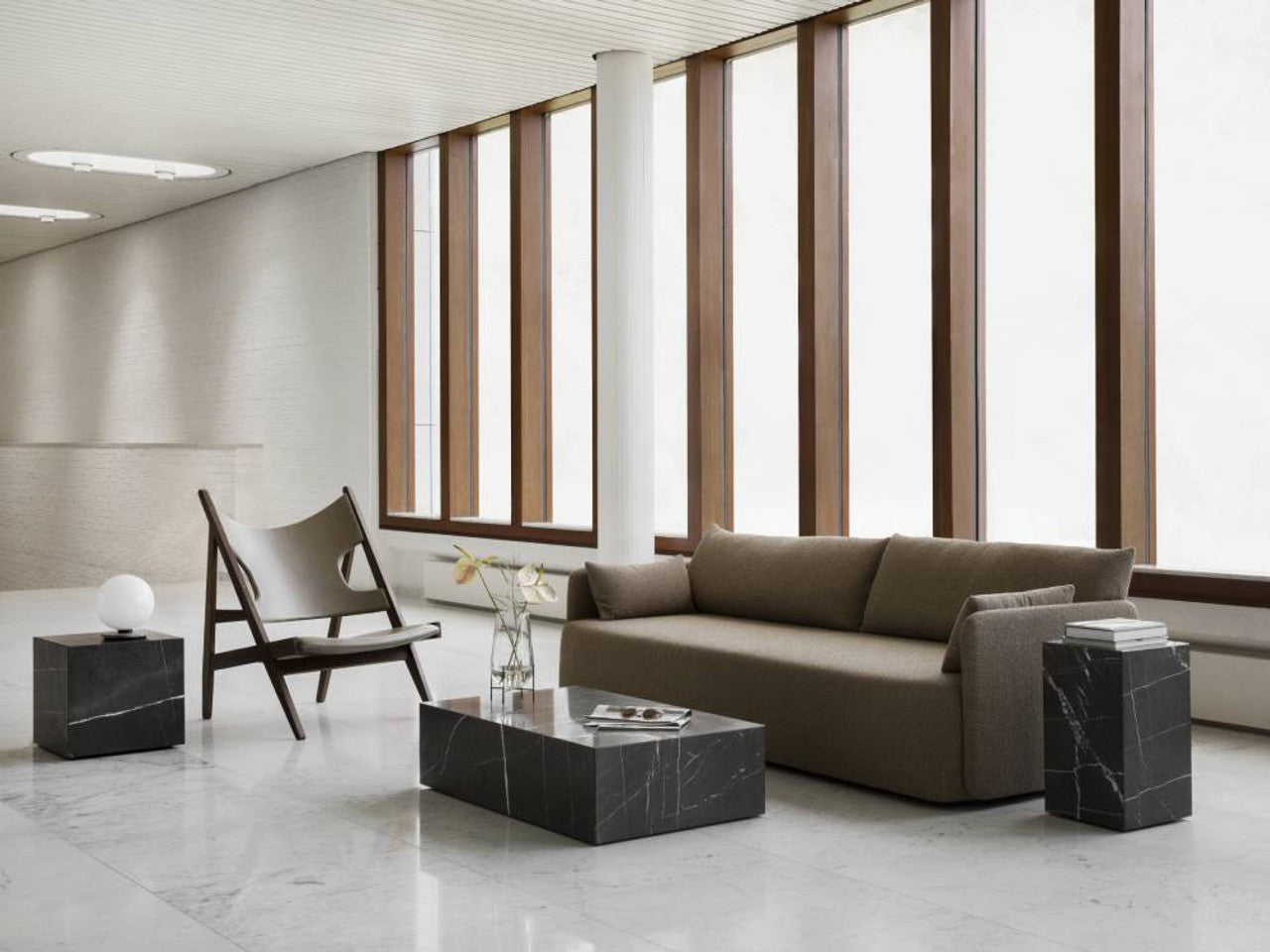Premium Wool Fabric Lounge Chair with Solid Wood Frame