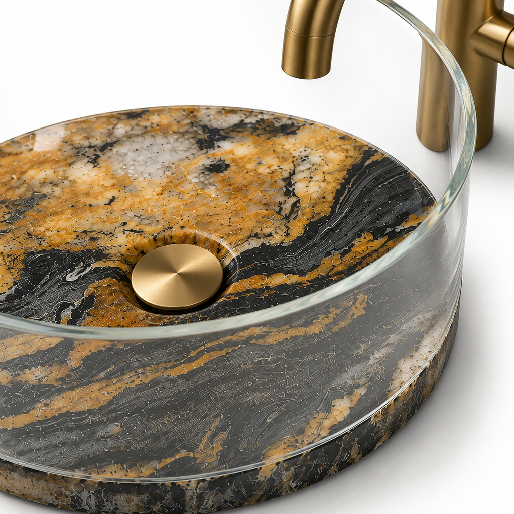 Imperia Marble Fusion Glass Vessel Basin