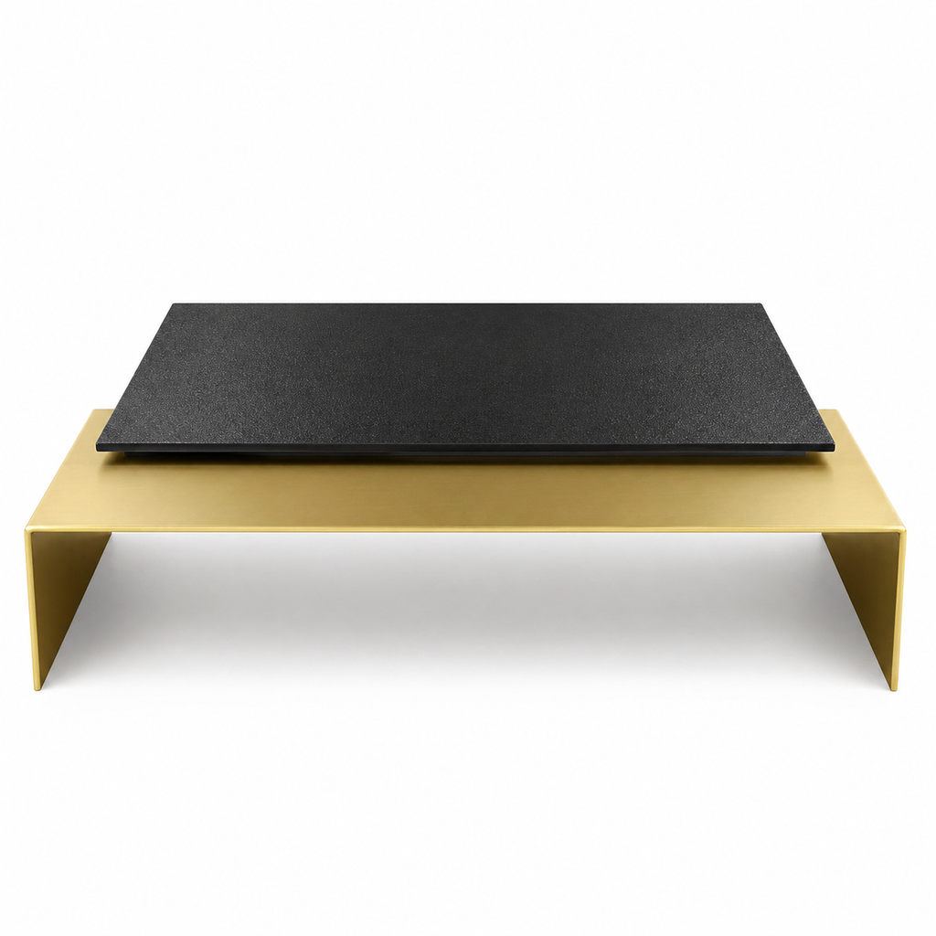 Modern Metal Coffee Table Layered Aluminium & Stainless Steel Design