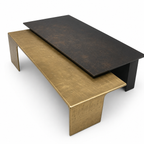 Modern Metal Coffee Table Layered Aluminium & Stainless Steel Design