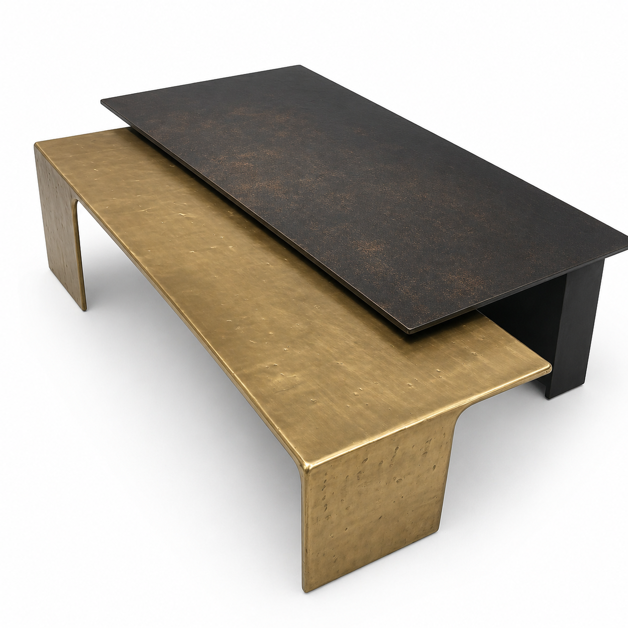 Modern Metal Coffee Table Layered Aluminium & Stainless Steel Design