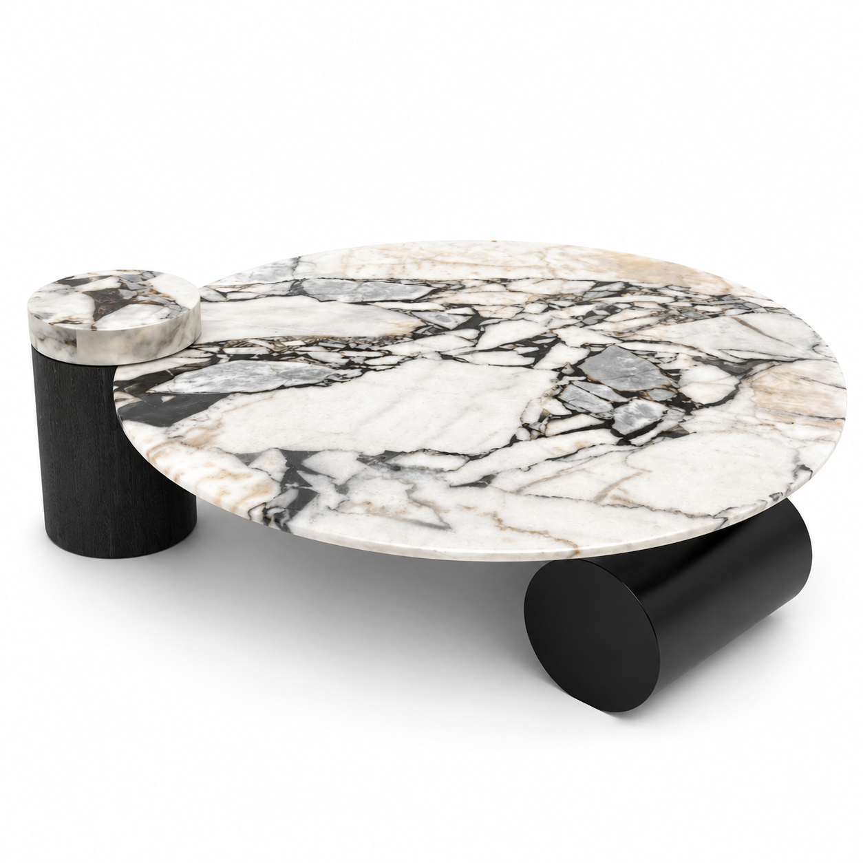 Modern Marble Top Coffee Table with Sculptural Base