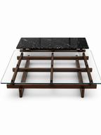 Grid Frame Glass Coffee Table