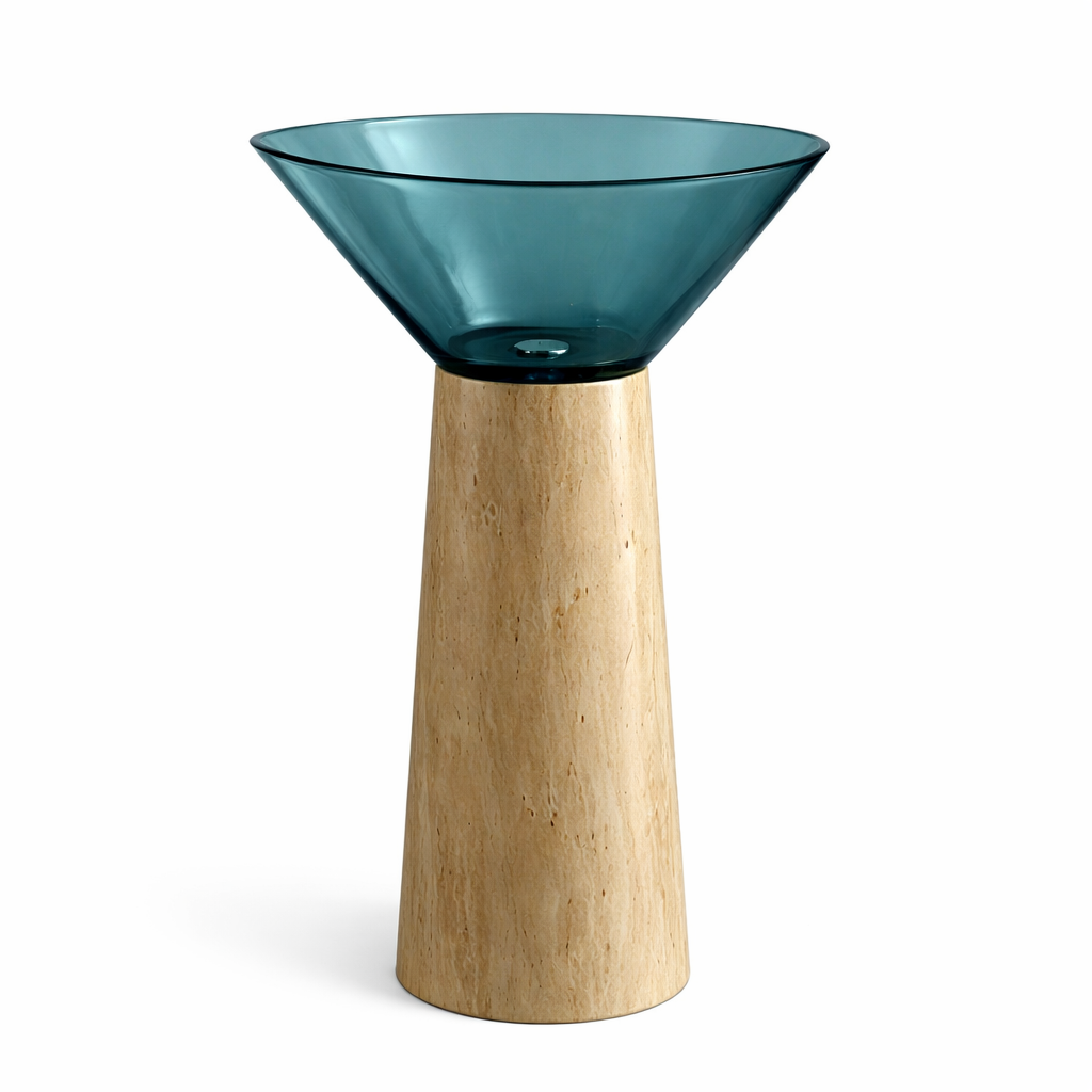 Travertine Resin Basin – Azure