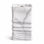 Marble Vein Resin Stone Freestanding Pedestal Basin