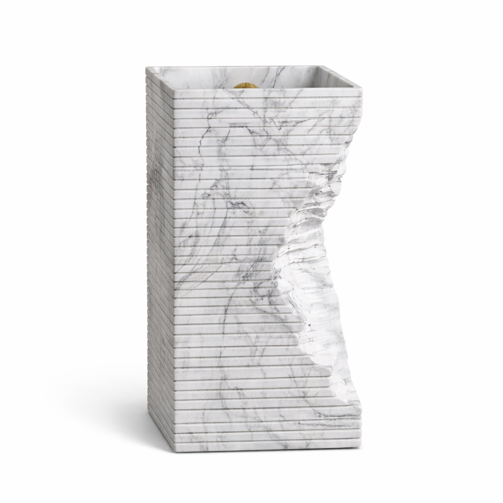 Carrara Square Pedestal Basin – Italian Edition