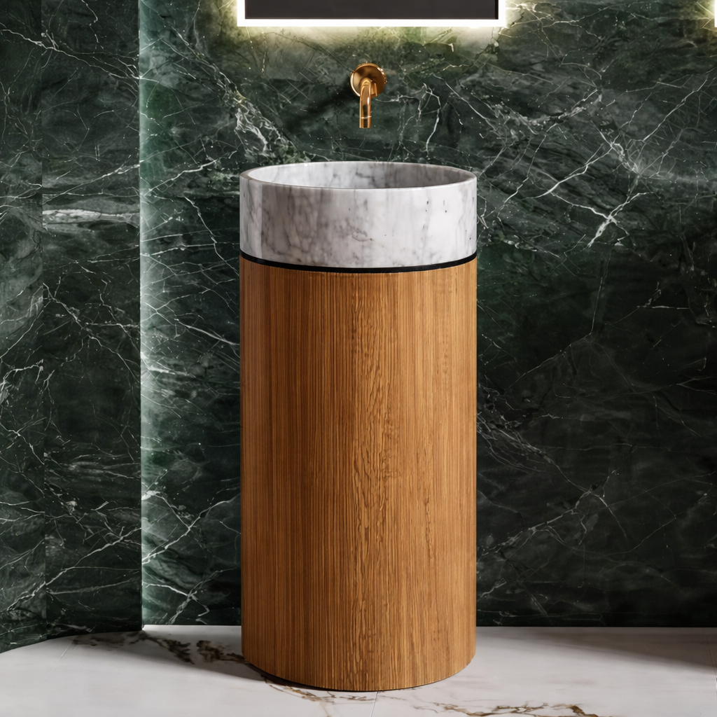 Wood & Marble Freestanding Basin