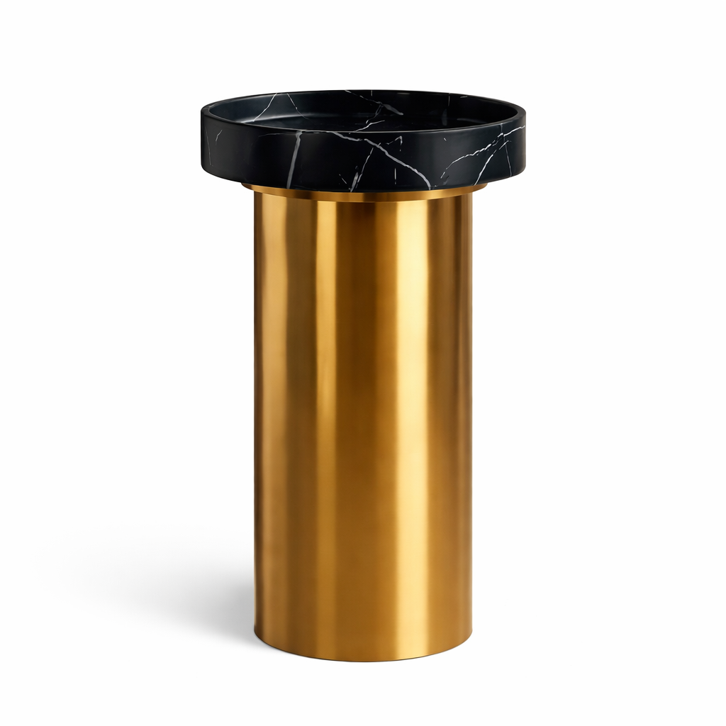 Luxury Gold Pedestal Sink with Black Marble Basin – Designer Edition