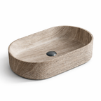 Beige Oval Stone Countertop Basin