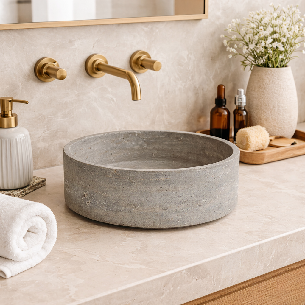 Round Artificial Stone Countertop Basin