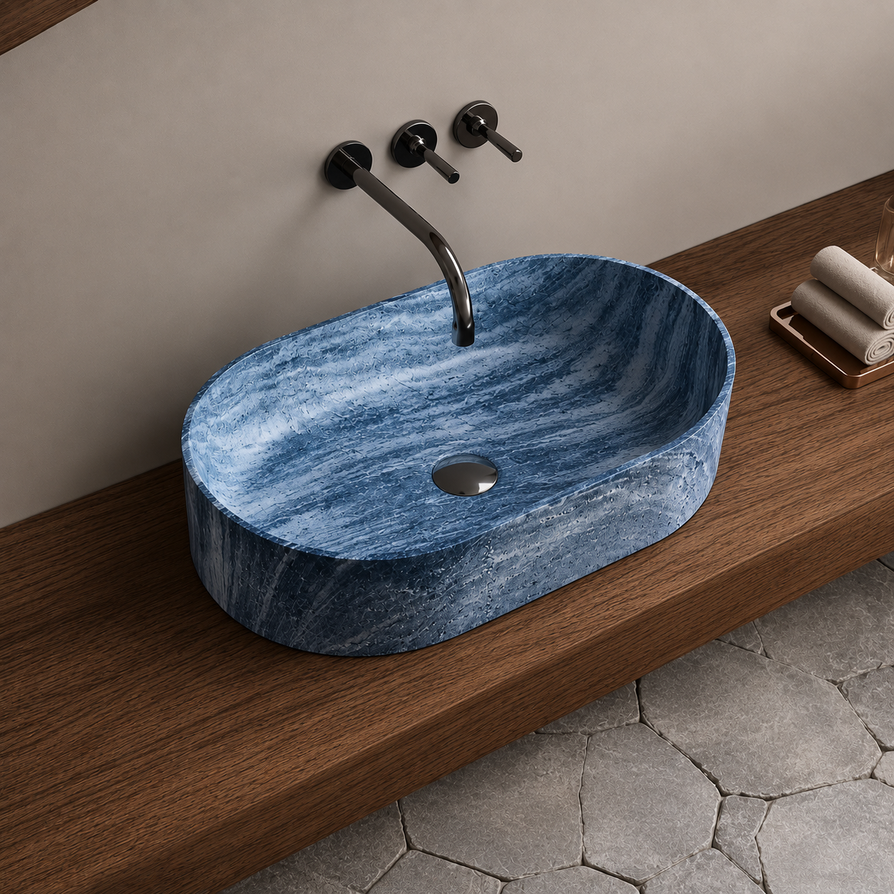 Azure Artificial Stone Vessel Basin