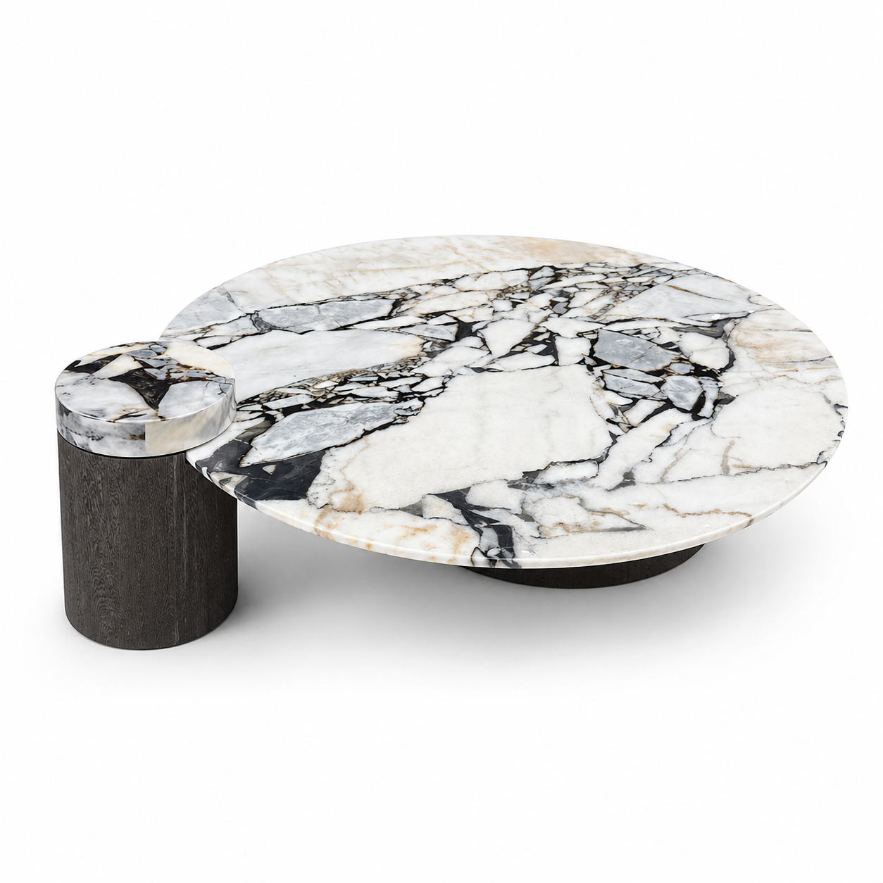 Modern Marble Top Coffee Table with Sculptural Base
