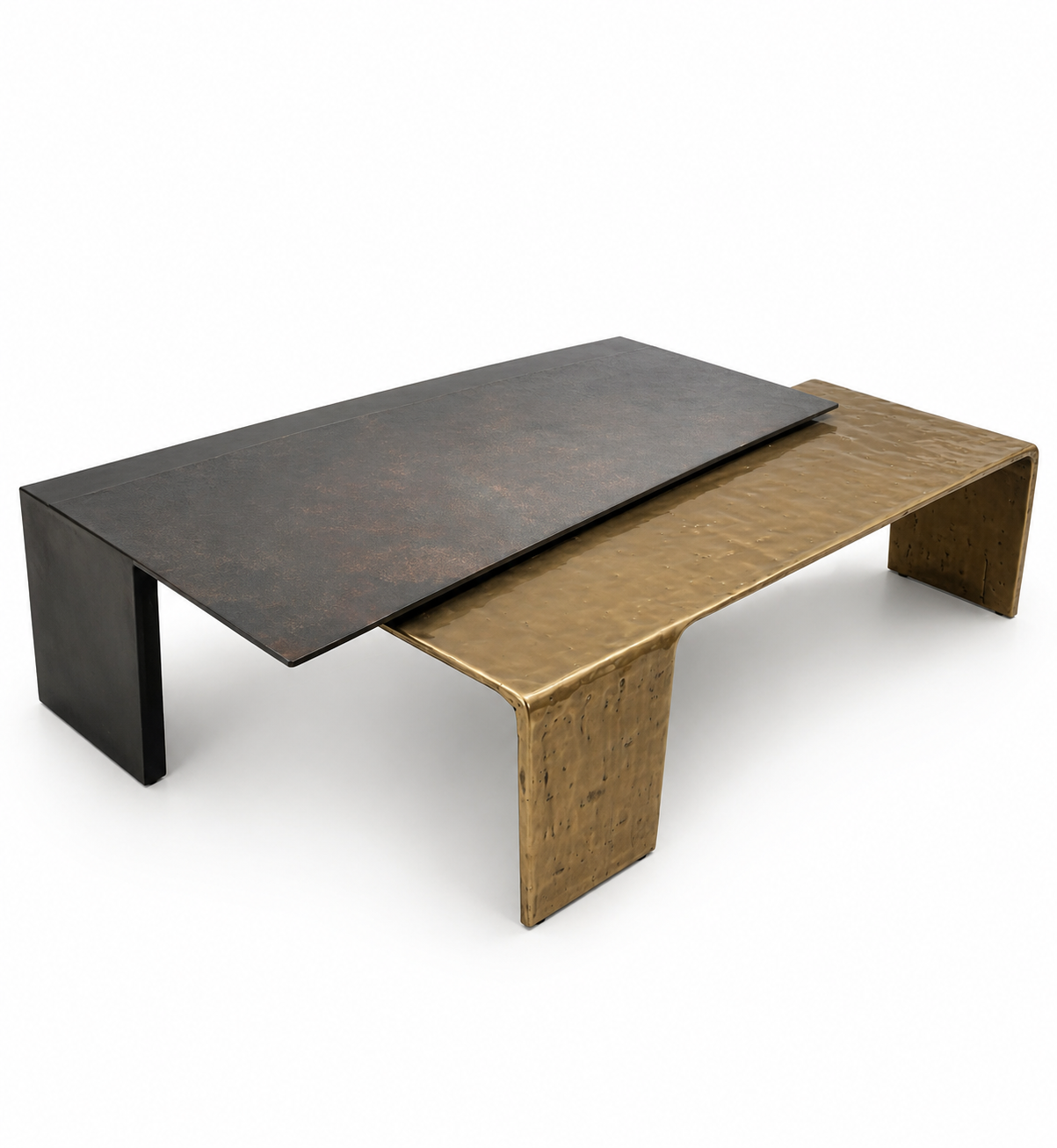 Modern Metal Coffee Table Layered Aluminium & Stainless Steel Design