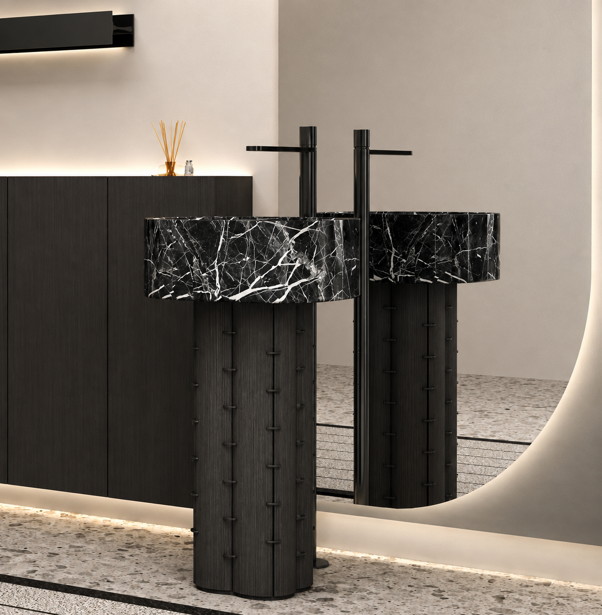Westwood Sculptural Marble Pedestal Basin