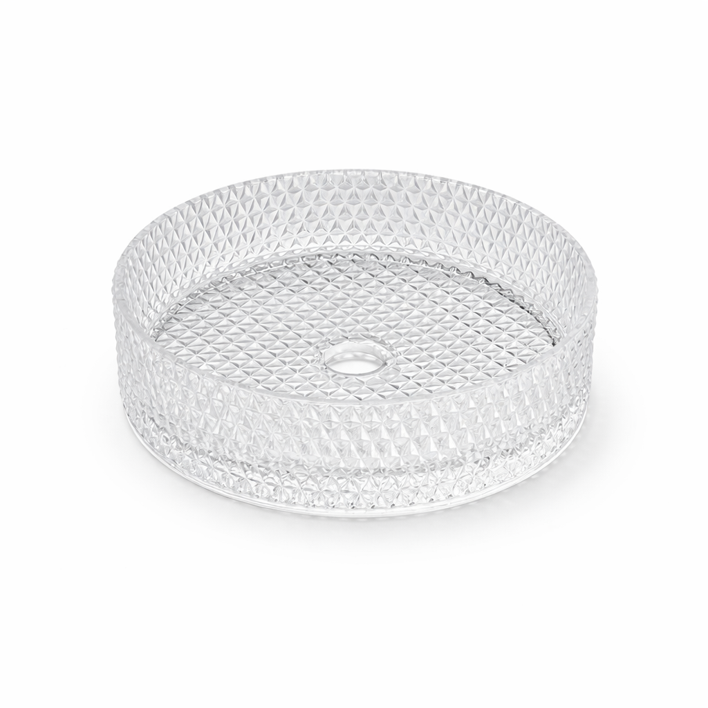 Stone Glass Column Basin – Ivory