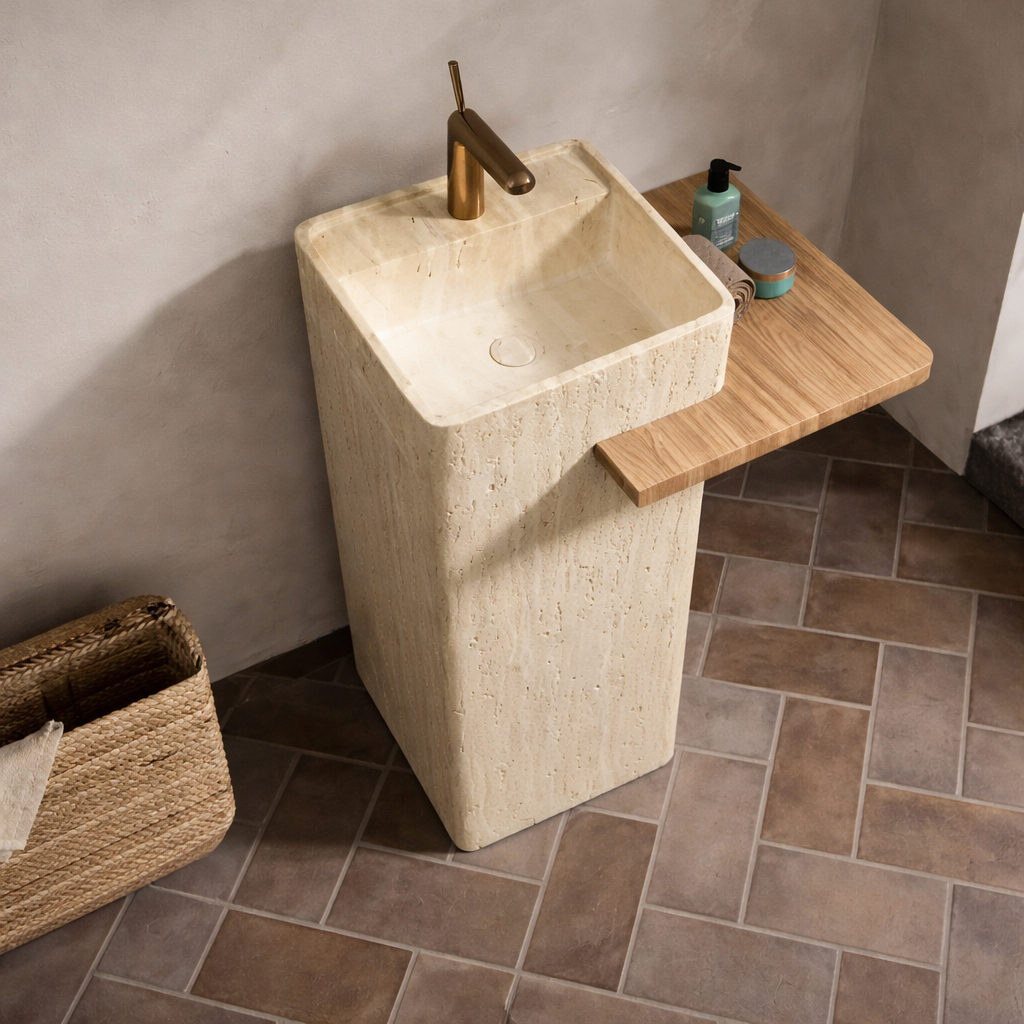 Travertine Shelf Basin – Sand Block Edition