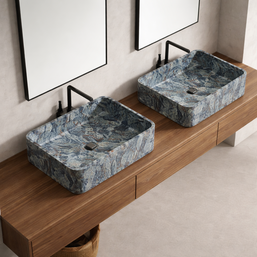 Square Stone Texture Countertop Wash Basin