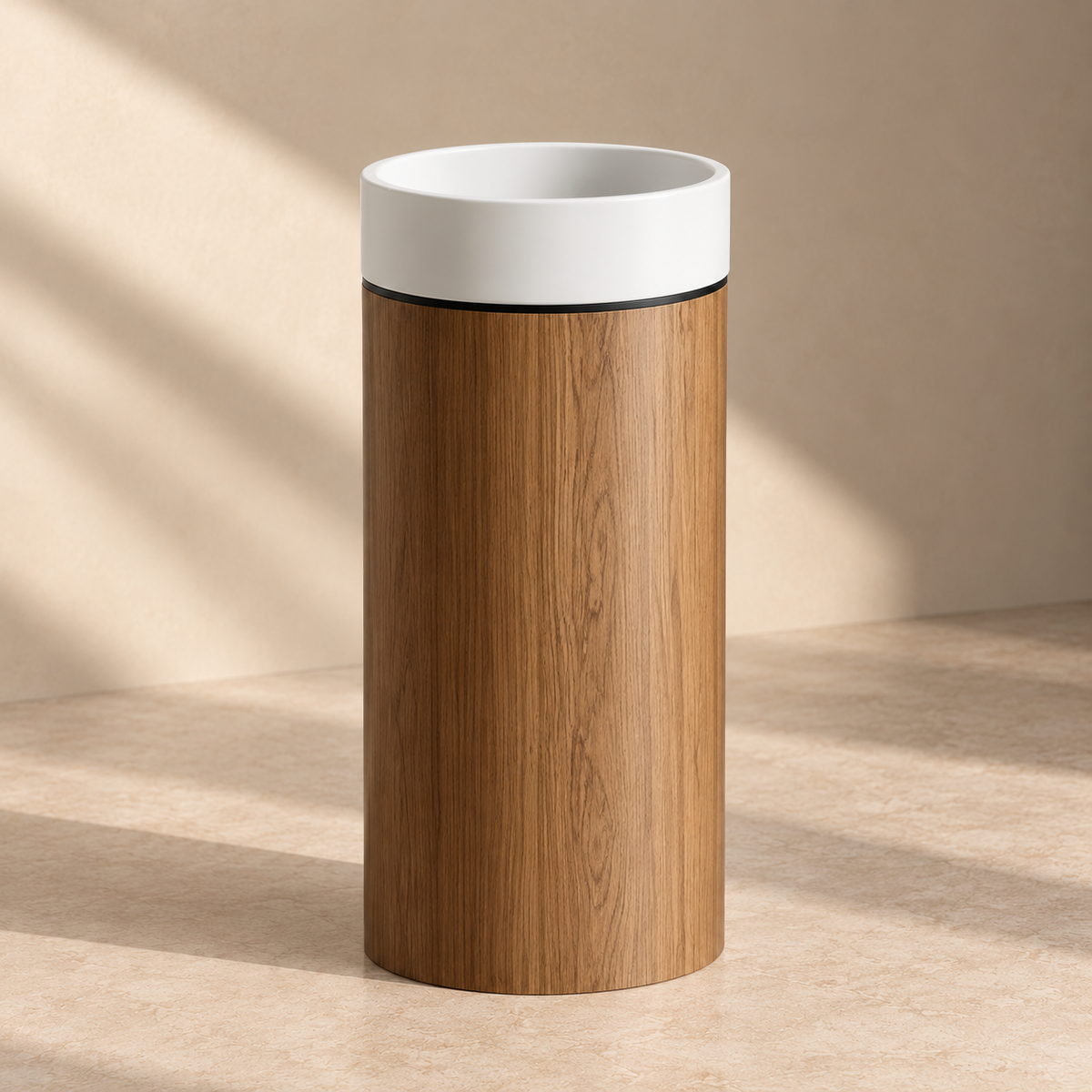 Round Wood Grain Freestanding Basin Stone Edition
