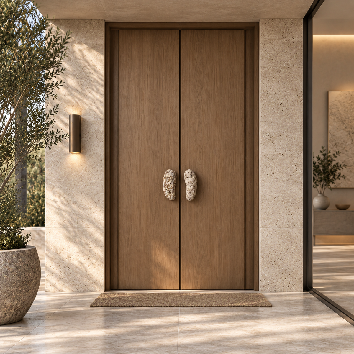 Silver Galaxy Travertine Door Handle