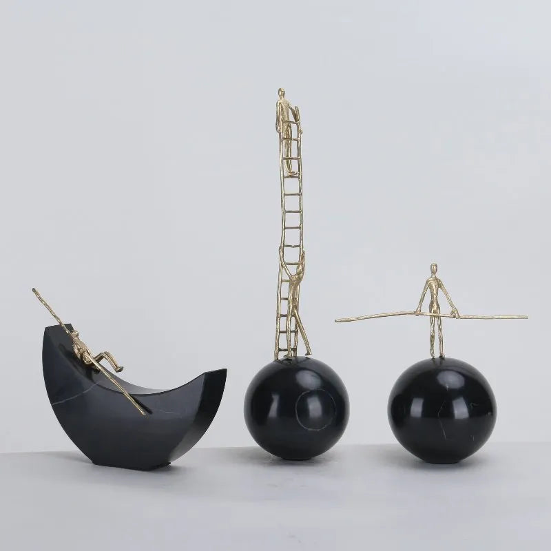 Console Table Decor Man Boating Sculpture