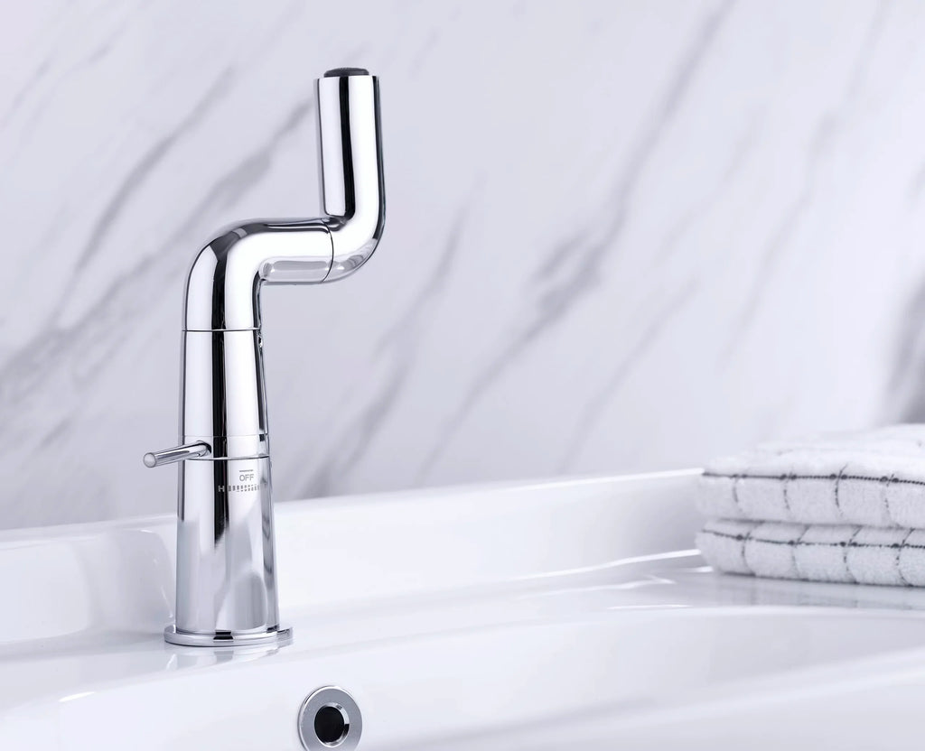 Universal Turning Bathroom Sink hot and Cold Toilet washbasin Faucet, no Water Inlet Pipe