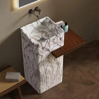 Square Marble Pattern Freestanding Wash Basin
