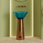 Modern Blue Translucent Resin Funnel Basin – Sleek Decorative Wash Sink