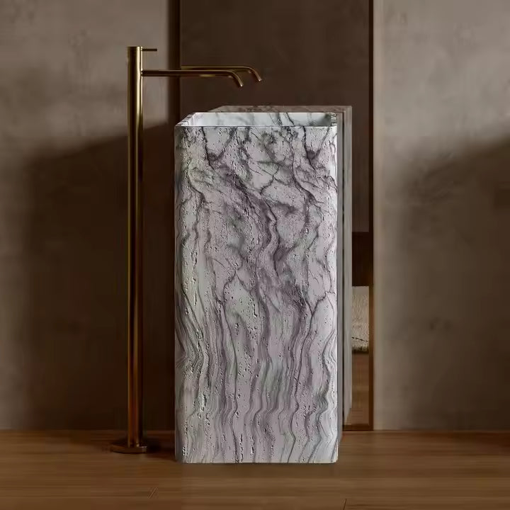 Carrara Artificial Stone Square Pedestal Basin