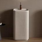 Wabi‑Sabi Style Square Travertine Artificial Stone Freestanding Basin