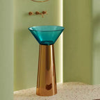 Modern Blue Translucent Resin Funnel Basin – Sleek Decorative Wash Sink