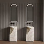 Wabi Sabi Style Beige Travertine Freestanding Washbasins