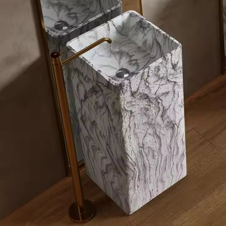 Carrara Artificial Stone Square Pedestal Basin