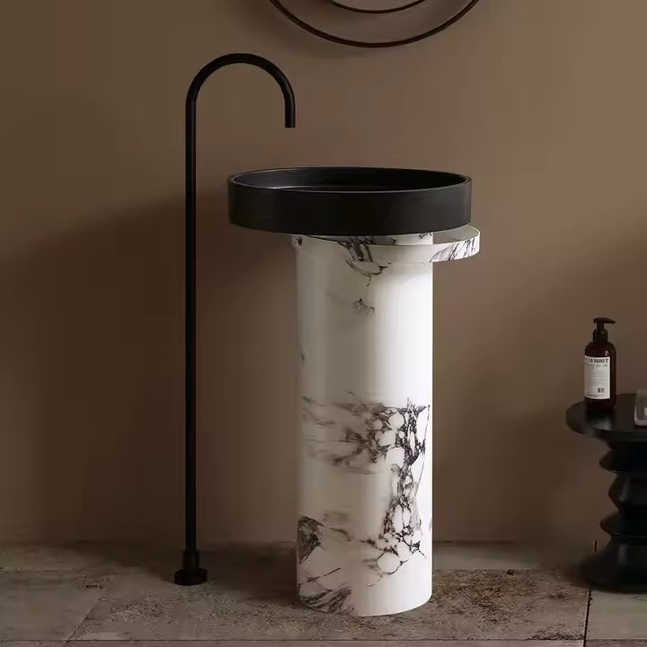 Modern Freestanding Hand Wash Basin – Solid Surface Design