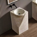 Wabi Sabi Style Beige Travertine Freestanding Washbasins