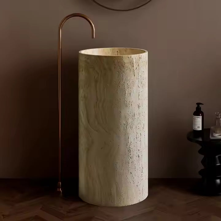 Wabi Sabi Traventine Style Floor Mounted Freestanding Basin